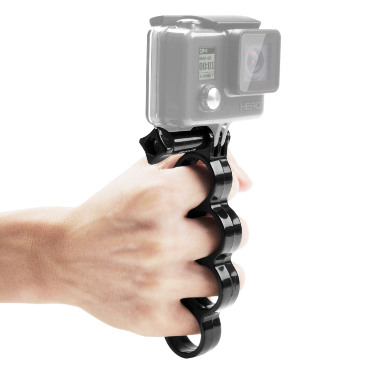 PULUZ Handheld Plastic Knuckles Fingers Grip Ring Monopod Tripod Mount with Thumb Screw for GoPro, Insta360, DJI and Other Action Cameras(Black) - Stabilizer Grip by PULUZ | Online Shopping UK | buy2fix