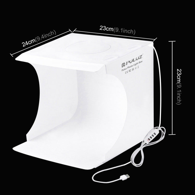 PULUZ 23cm Ring LED Panel Folding Portable Light Photo Lighting Studio Shooting Tent Box Kit with 6 Colors Backdrops (Black, White, Yellow, Red, Green, Blue), Unfold Size: 24cm x 23cm x 23cm -  by PULUZ | Online Shopping UK | buy2fix