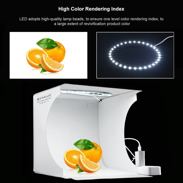 PULUZ 23cm Ring LED Panel Folding Portable Light Photo Lighting Studio Shooting Tent Box Kit with 6 Colors Backdrops (Black, White, Yellow, Red, Green, Blue), Unfold Size: 24cm x 23cm x 23cm -  by PULUZ | Online Shopping UK | buy2fix