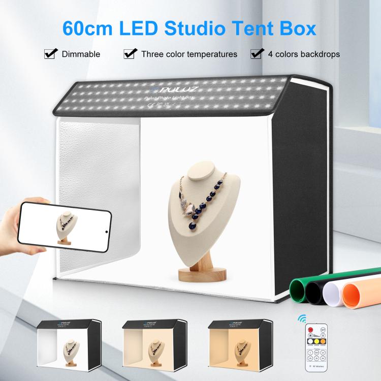 PULUZ Photo Studio Light Box Portable 60 x 40cm Cuboid Photography Studio Tent Kit with 4 Color Backdrops (US Plug) -  by PULUZ | Online Shopping UK | buy2fix