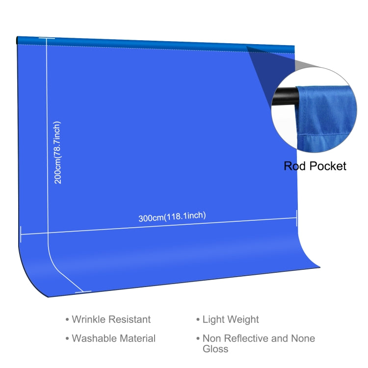 PULUZ 3m x 2m Photography Background Thickness Photo Studio Background Cloth Backdrop(Blue) - Solid Color by PULUZ | Online Shopping UK | buy2fix