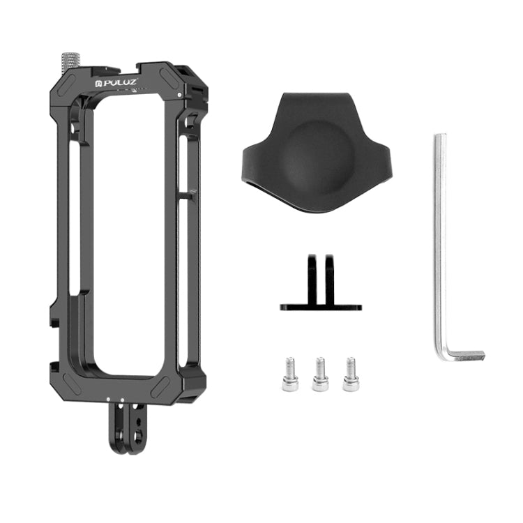 For Insta360 X3 PULUZ Metal Protective Cage Rig Housing Frame with Expand Cold Shoe Base & Tripod Adapter(Black) - Mount & Holder by PULUZ | Online Shopping UK | buy2fix