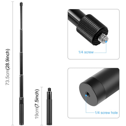 PULUZ 70cm Metal Selfie Stick Monopod with Invisible Adapter Base & Screw for Insta360 One RS / X2 / X3 - Self Monopod Grip by PULUZ | Online Shopping UK | buy2fix