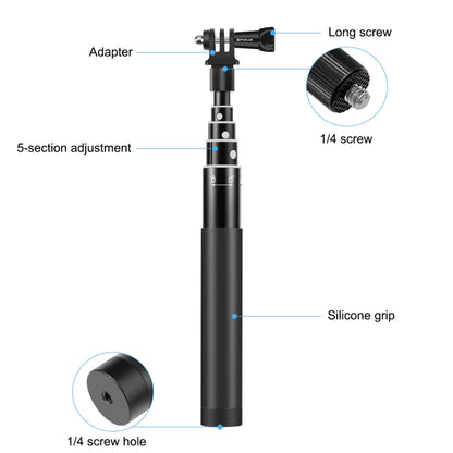 PULUZ 70cm Metal Selfie Stick Monopod with Invisible Adapter Base & Screw for Insta360 One RS / X2 / X3 - Self Monopod Grip by PULUZ | Online Shopping UK | buy2fix