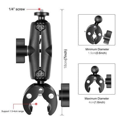 PULUZ Motorcycle Crab Clamp Handlebar Fixed Mount Holder for GoPro and Other Action Cameras(Black) - Bicycle Handlebar Mount by PULUZ | Online Shopping UK | buy2fix