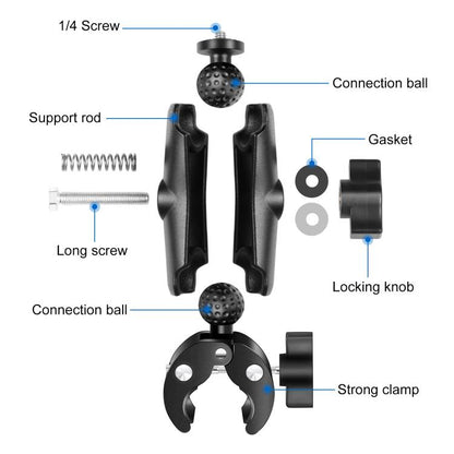 PULUZ Motorcycle Crab Clamp Handlebar Fixed Mount Holder for GoPro and Other Action Cameras(Black) - Bicycle Handlebar Mount by PULUZ | Online Shopping UK | buy2fix