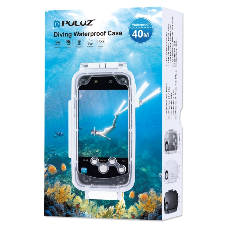 PULUZ 40m/130ft Waterproof Diving Case for Galaxy S9+, Photo Video Taking Underwater Housing Cover, Only Support Android 8.0.0 or below(White) - Galaxy Phone Cases by PULUZ | Online Shopping UK | buy2fix