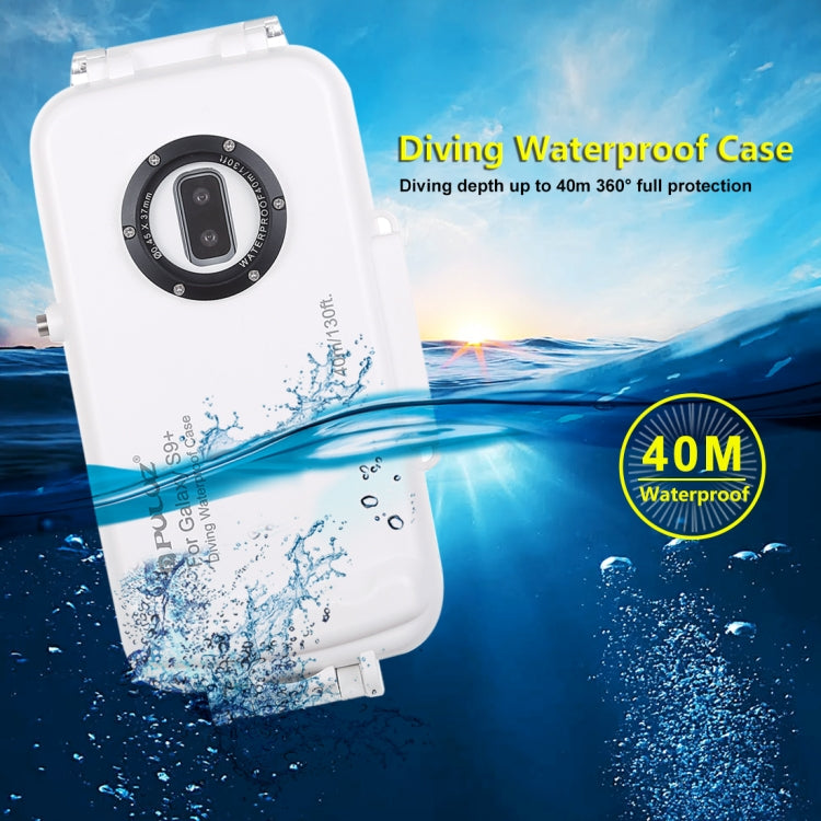 PULUZ 40m/130ft Waterproof Diving Case for Galaxy S9+, Photo Video Taking Underwater Housing Cover, Only Support Android 8.0.0 or below(White) - Galaxy Phone Cases by PULUZ | Online Shopping UK | buy2fix