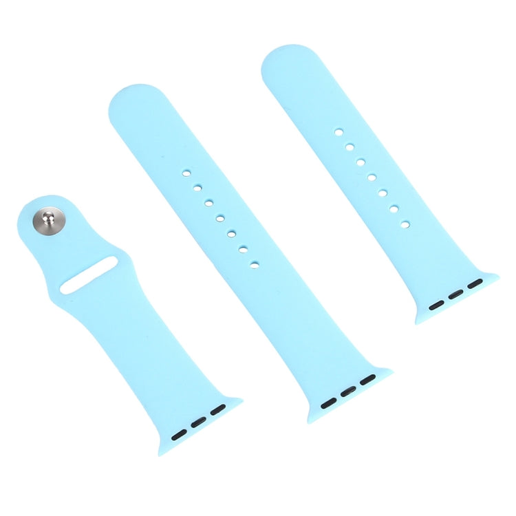 For Apple Watch Ultra 49mm & Watch Ultra 2 49mm / Series 9&8&7 45mm / SE 3&SE 2&6&SE&5&4 44mm / 3&2&1 42mm 3 in 1 Rubber Watch Band with Pin Buckle(Baby Blue) - Watch Bands by buy2fix | Online Shopping UK | buy2fix