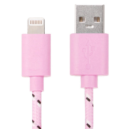 3m Nylon Netting Style USB Data Transfer Charging Cable for iPhone, iPad(Pink) - Normal Style Cable by buy2fix | Online Shopping UK | buy2fix