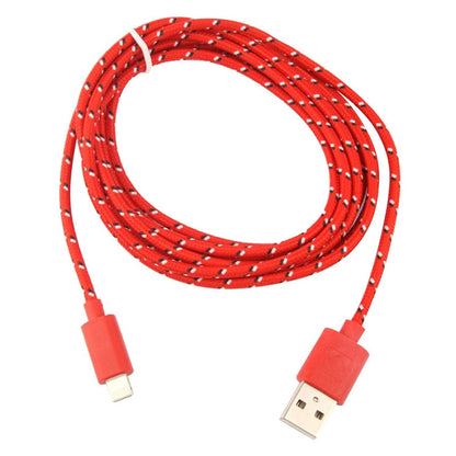 3m Nylon Netting Style USB Data Transfer Charging Cable for iPhone, iPad(Red) - Normal Style Cable by buy2fix | Online Shopping UK | buy2fix