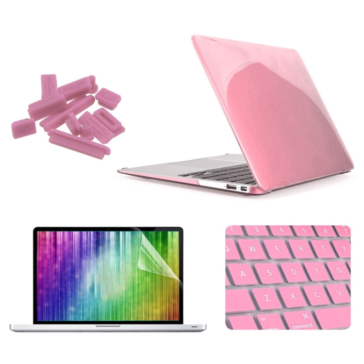 ENKAY for MacBook Air 13.3 inch (US Version) / A1369 / A1466 4 in 1 Crystal Hard Shell Plastic Protective Case with Screen Protector & Keyboard Guard & Anti-dust Plugs(Pink) - MacBook Air Cases by ENKAY | Online Shopping UK | buy2fix