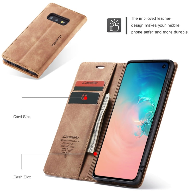 CaseMe-013 Multifunctional Retro Frosted Horizontal Flip Leather Case for Galaxy S10 E, with Card Slot & Holder & Wallet (Brown) - Galaxy Phone Cases by CaseMe | Online Shopping UK | buy2fix