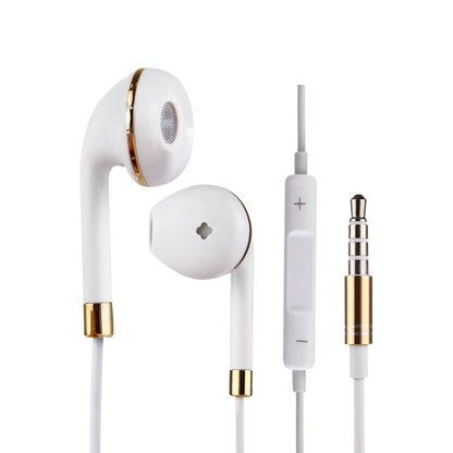 White Wire Body 3.5mm In-Ear Earphone with Line Control & Mic(Gold) - Normal Style Earphone by buy2fix | Online Shopping UK | buy2fix