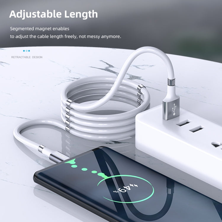 ROCK 2A Type-C / USB-C Silicone Magnetic Charging Data Cable, Length: 1.8m (White) - USB-C & Type-C Cable by ROCK | Online Shopping UK | buy2fix