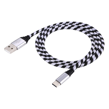 1m USB to USB-C / Type-C Nylon Weave Style Data Sync Charging Cable(Silver) - USB-C & Type-C Cable by buy2fix | Online Shopping UK | buy2fix