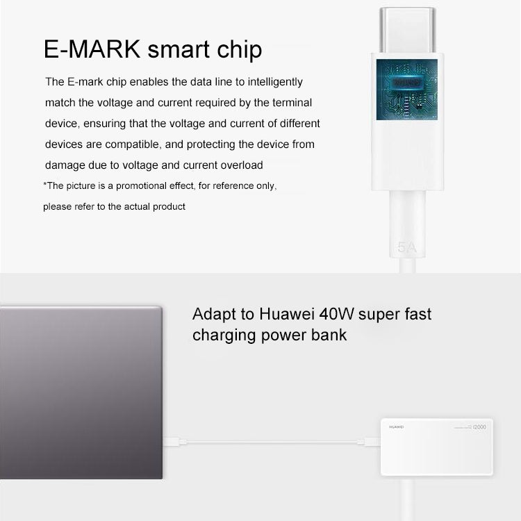 Original Huawei CP43 5A USB-C / Type-C to USB-C / Type-C Fast Charging Data Cable, Cable Length: 1m (White) - USB-C & Type-C Cable by Huawei | Online Shopping UK | buy2fix