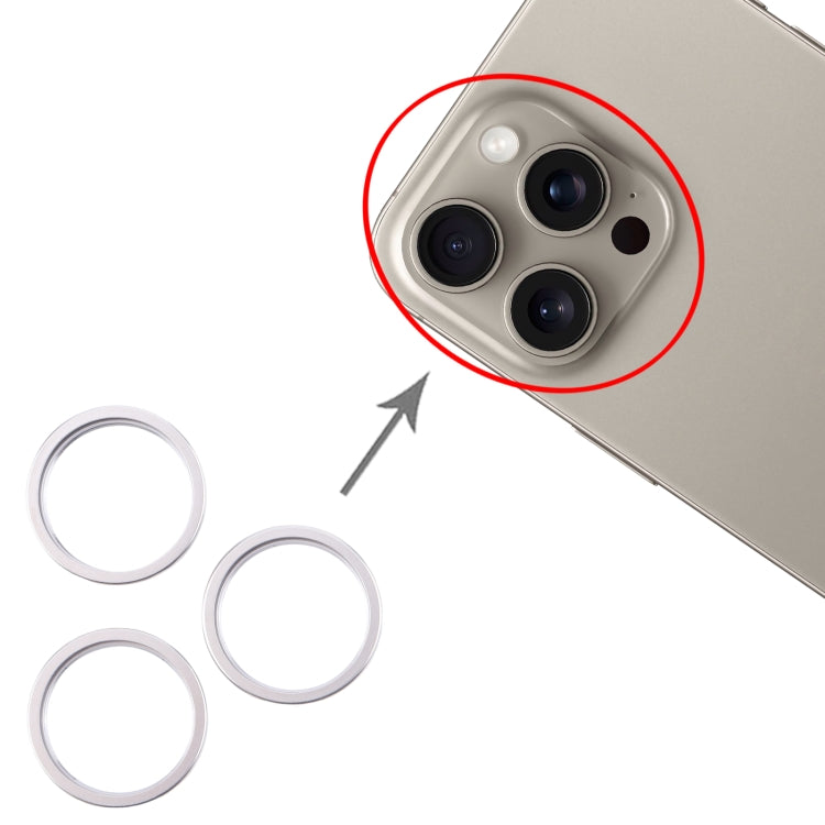 For iPhone 16 Pro Max 3pcs/set Rear Camera Glass Lens Metal Outside Protector Hoop Ring (Silver) - Camera Series by buy2fix | Online Shopping UK | buy2fix