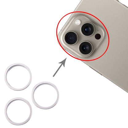 For iPhone 16 Pro Max 3pcs/set Rear Camera Glass Lens Metal Outside Protector Hoop Ring (Silver) - Camera Series by buy2fix | Online Shopping UK | buy2fix