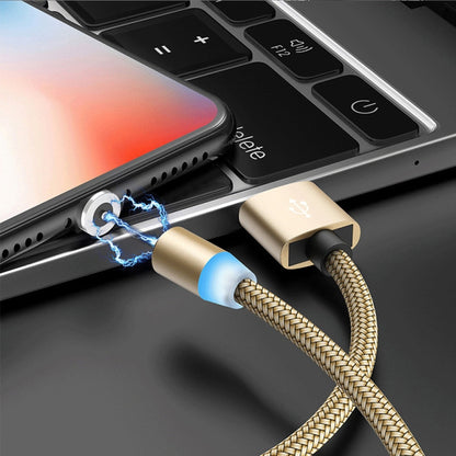 USB to 8 Pin Magnetic Metal Connector Nylon Two-color Braided Magnetic Data Cable, Cable Length: 1m(Gold) - Charging Cable & Head by buy2fix | Online Shopping UK | buy2fix