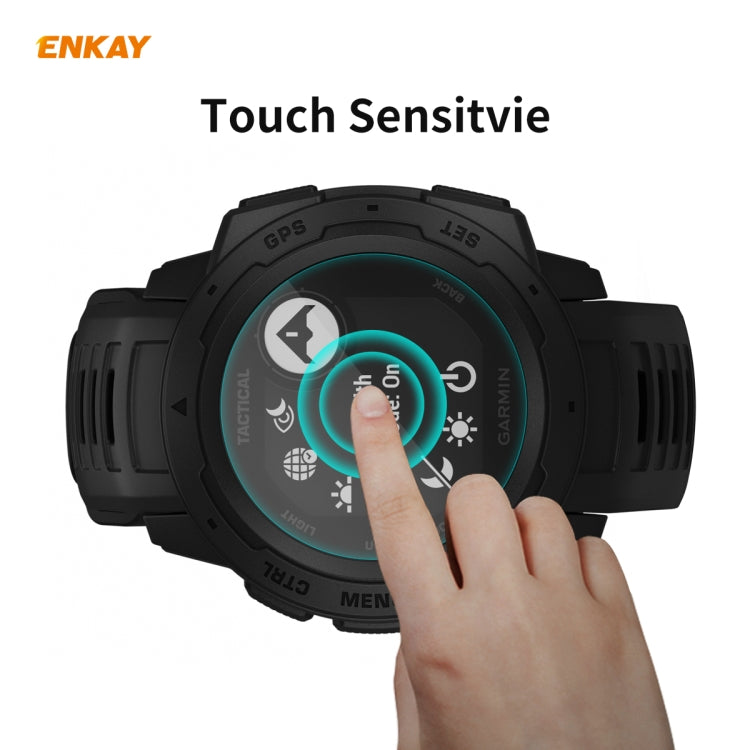 For Garmin Instinct Tactical 2 PCS ENKAY Hat-Prince 0.2mm 9H 2.15D Curved Edge Tempered Glass Screen Protector  Watch Film - Screen Protector by ENKAY | Online Shopping UK | buy2fix