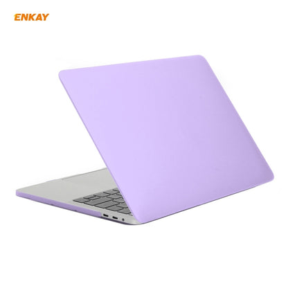 ENKAY 3 in 1 Matte Laptop Protective Case + EU Version TPU Keyboard Film + Anti-dust Plugs Set for MacBook Pro 13.3 inch A1706 / A1989 / A2159 (with Touch Bar)(Purple) - MacBook Pro Cases by ENKAY | Online Shopping UK | buy2fix