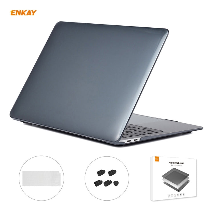 For MacBook Air 13.3 inch A2179 & A2337 2020 ENKAY 3 in 1 Crystal Laptop Protective Case + EU Version TPU Keyboard Film + Anti-dust Plugs Set(Black) - MacBook Air Cases by ENKAY | Online Shopping UK | buy2fix