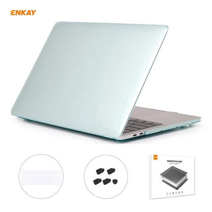 ENKAY 3 in 1 Crystal Laptop Protective Case + EU Version TPU Keyboard Film + Anti-dust Plugs Set for MacBook Pro 13.3 inch A2251 & A2289 & A2338 (with Touch Bar)(Green) - MacBook Pro Cases by ENKAY | Online Shopping UK | buy2fix