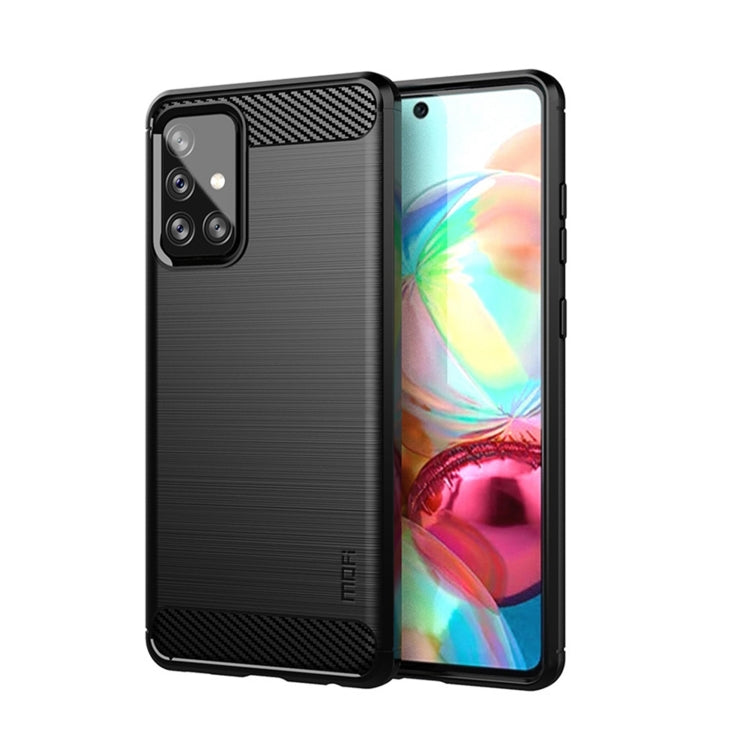 For Samsung Galaxy A72 5G/4G MOFI Gentleness Series Brushed Texture Carbon Fiber Soft TPU Case(Black) - Galaxy Phone Cases by MOFI | Online Shopping UK | buy2fix