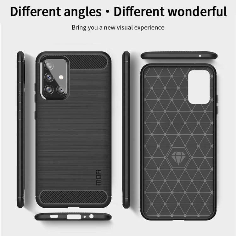 For Samsung Galaxy A72 5G/4G MOFI Gentleness Series Brushed Texture Carbon Fiber Soft TPU Case(Grey) - Galaxy Phone Cases by MOFI | Online Shopping UK | buy2fix