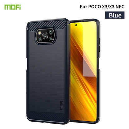 For Xiaomi POCO X3 / X3 NFC MOFI Gentleness Series Brushed Texture Carbon Fiber Soft TPU Case(Blue) - Xiaomi Cases by MOFI | Online Shopping UK | buy2fix