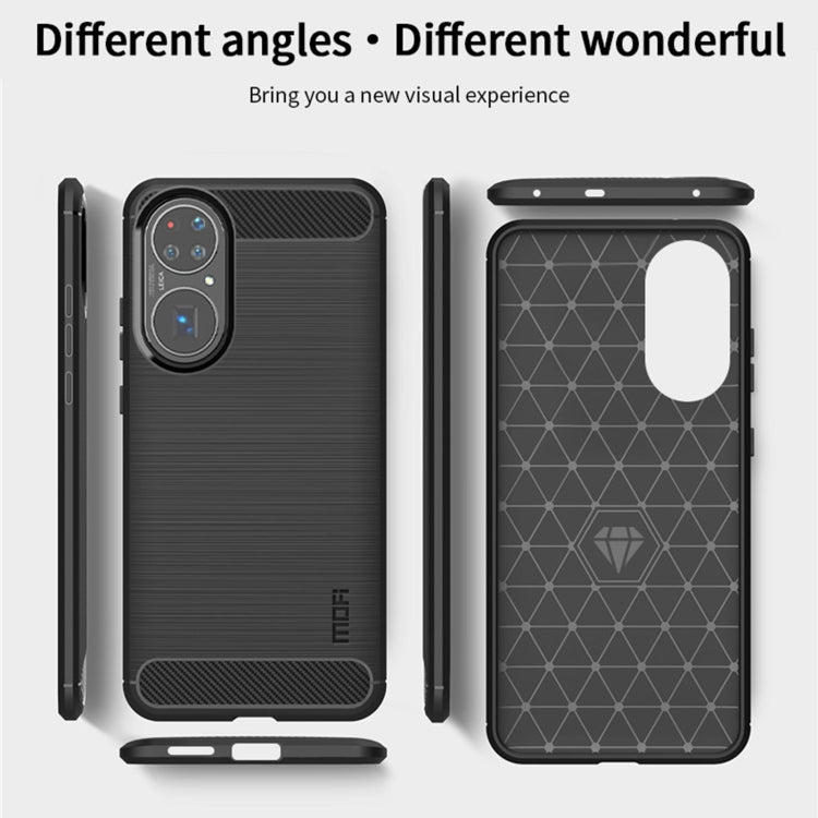 For Huawei P50 MOFI Gentleness Series Brushed Texture Carbon Fiber Soft TPU Case(Black) - Huawei Cases by MOFI | Online Shopping UK | buy2fix