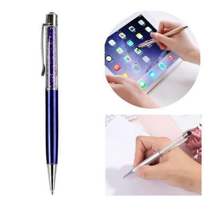 AT-22  2 in 1 Universal Flash Diamond Decoration Capacitance Pen Stylus Ballpoint Pen(Blue) - Stylus Pen by buy2fix | Online Shopping UK | buy2fix