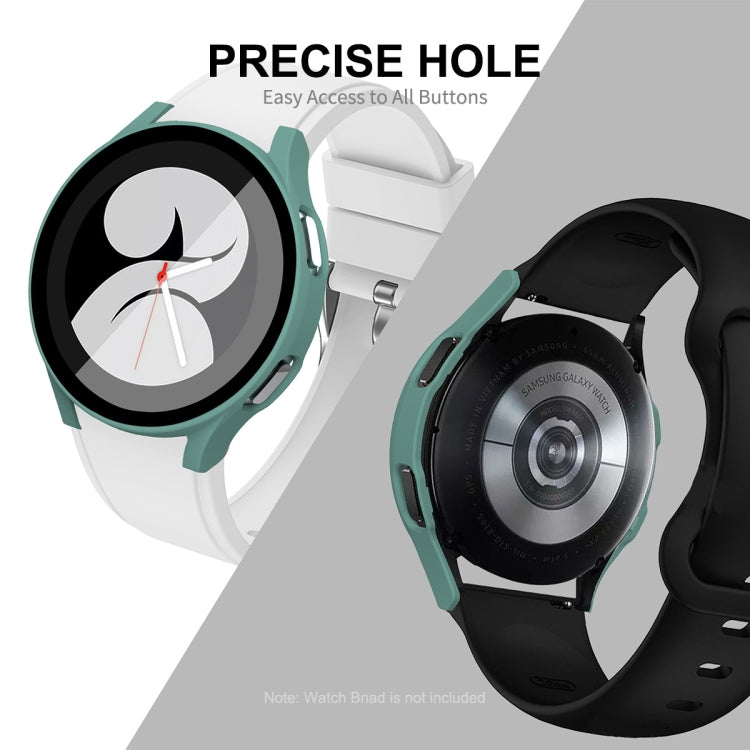 ENKAY Hat-Prince Full Coverage PC Frame + Tempered Glass Protector Composite Case for Samsung Galaxy Watch4 44mm(Green) - Watch Cases by ENKAY | Online Shopping UK | buy2fix