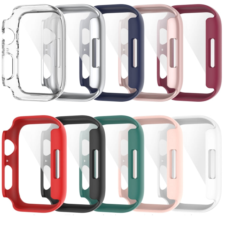 Shockproof PC Protective Case with Tempered Glass Film For Apple Watch Series 9 / 8 / 7 45mm(red) - Watch Cases by buy2fix | Online Shopping UK | buy2fix