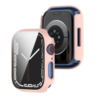 Shockproof PC Protective Case with Tempered Glass Film For Apple Watch Series 9 / 8 / 7 41mm(white) - Watch Cases by buy2fix | Online Shopping UK | buy2fix