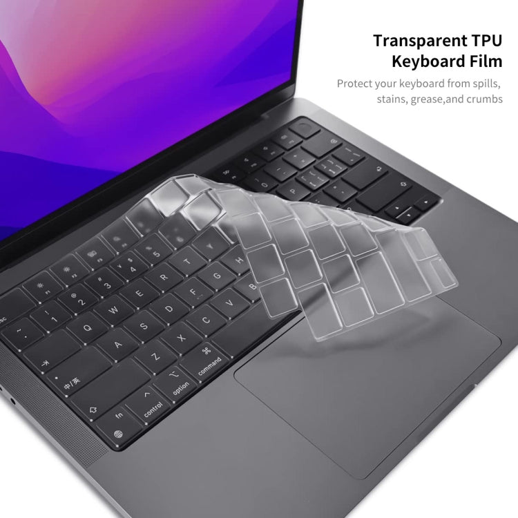 ENKAY Hat-Prince 3 in 1 Crystal Laptop Protective Case + TPU Keyboard Film + Anti-dust Plugs Set for MacBook Pro 16.2 inch A2485 2021/A2880 2023, Version:EU Version(Transparent) - MacBook Pro Cases by ENKAY | Online Shopping UK | buy2fix