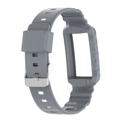 For Fitbit Charge 3 SE Silicone One Body Armor Watch Band(Gray) - Watch Bands by buy2fix | Online Shopping UK | buy2fix