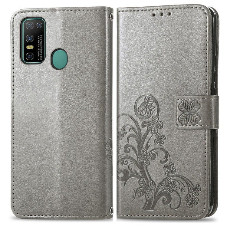 For Doogee N30 Four-leaf Clasp Embossed Buckle Mobile Phone Protection Leather Case(Grey) - More Brand by buy2fix | Online Shopping UK | buy2fix