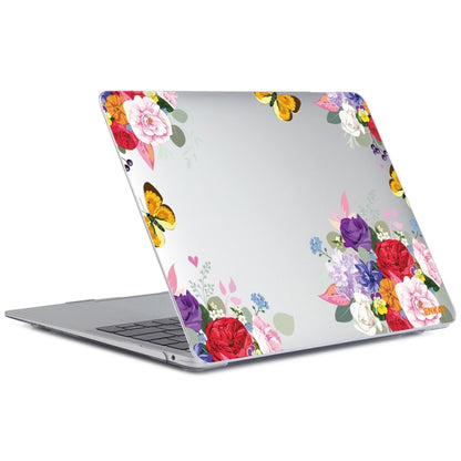 ENKAY Flower Series Pattern Laotop Protective Crystal Case For MacBook Pro 13.3 inch A1706 / A1708 / A1989 / A2159(Rose) - MacBook Pro Cases by ENKAY | Online Shopping UK | buy2fix