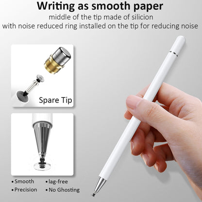 AT-28 Macarone Color Passive Capacitive Pen Mobile Phone Touch Screen Stylus with 2 Pen Head(White) - Stylus Pen by buy2fix | Online Shopping UK | buy2fix