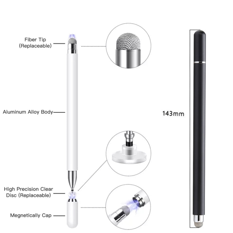 AT-30 2-in-1  Silicone Sucker + Conductive Cloth Head Handwriting Touch Screen Pen Mobile Phone Passive Capacitive Pen(Black) - Stylus Pen by buy2fix | Online Shopping UK | buy2fix