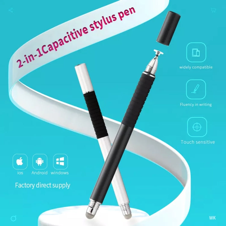 AT-31 Conductive Cloth Head + Precision Sucker Capacitive Pen Head 2-in-1 Handwriting Stylus with 1 Pen Head(Silver Grey) - Stylus Pen by buy2fix | Online Shopping UK | buy2fix