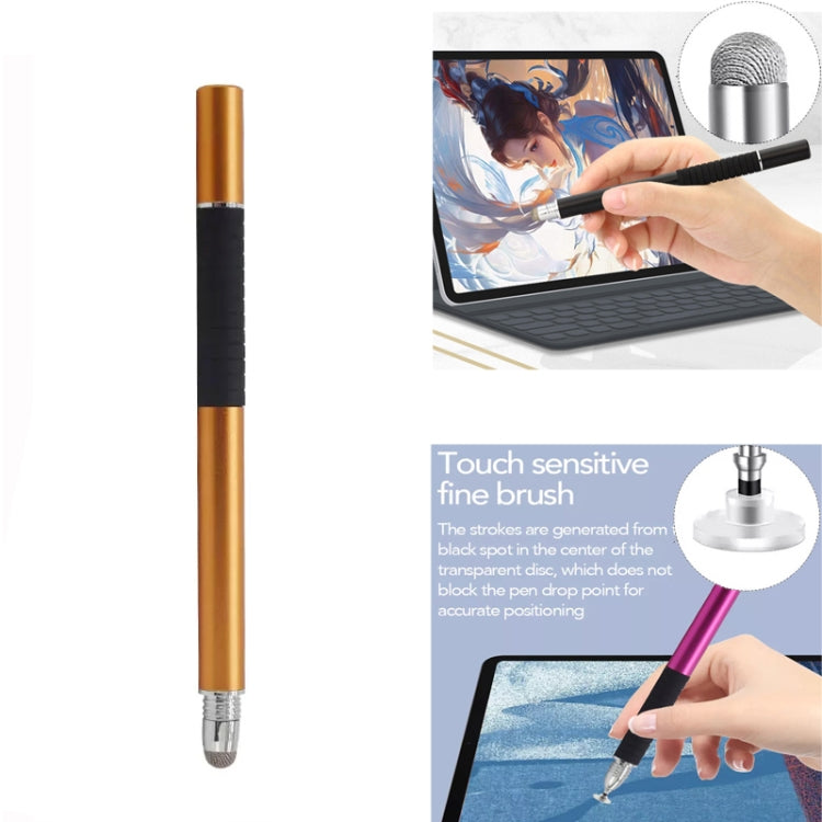 AT-31 Conductive Cloth Head + Precision Sucker Capacitive Pen Head 2-in-1 Handwriting Stylus with 2 Pen Head(Golden) - Stylus Pen by buy2fix | Online Shopping UK | buy2fix