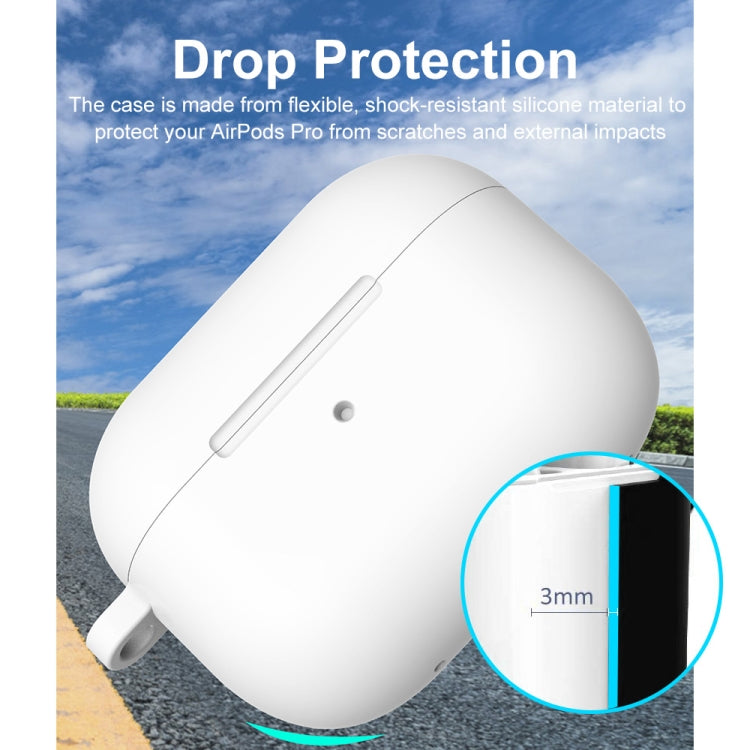 For Apple AirPods Pro 2 2022 ENKAY Thickened Silicone Protective Case with Keychain(White) - For AirPods Pro 2 by ENKAY | Online Shopping UK | buy2fix