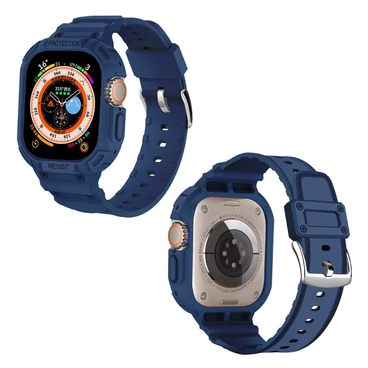 For Apple Watch Ultra 49mm JUNSUNMAY Integrated TPU Case Adjustable Elastic Watch Band(Dark Blue) - Watch Cases by JUNSUNMAY | Online Shopping UK | buy2fix