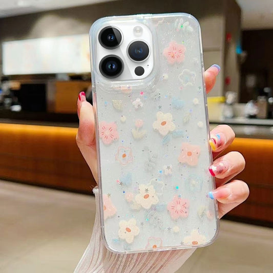 For iPhone 16 Pro Max Fresh Small Floral Epoxy TPU Phone Case(D02 Hand-painted Flower) - iPhone 16 Pro Max Cases by buy2fix | Online Shopping UK | buy2fix