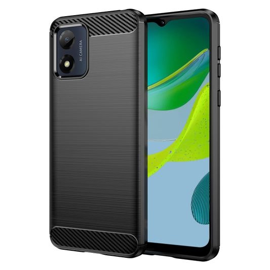 For Motorola Moto E13 Brushed Texture Carbon Fiber TPU Phone Case(Black) - Motorola Cases by buy2fix | Online Shopping UK | buy2fix