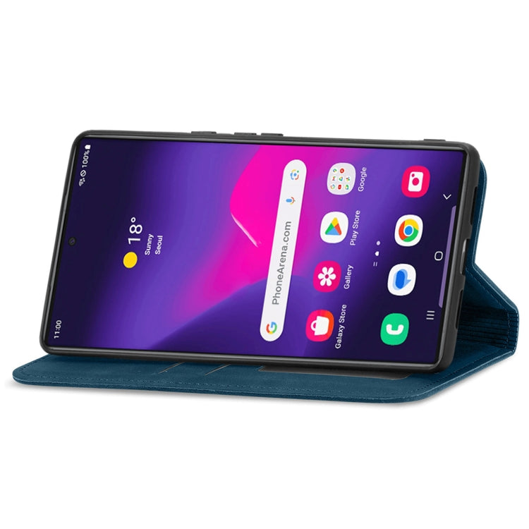 For Samsung Galaxy S25 Ultra 5G Retro Skin Feel Magnetic Leather Phone Case(Blue) - Galaxy S25 Ultra 5G Cases by buy2fix | Online Shopping UK | buy2fix