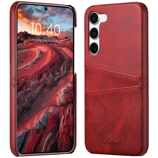 For Samsung Galaxy S24+ 5G teni Calf Texture Back Cover Phone Case with Card Slots(Red) - Galaxy S24+ 5G Cases by Suteni | Online Shopping UK | buy2fix